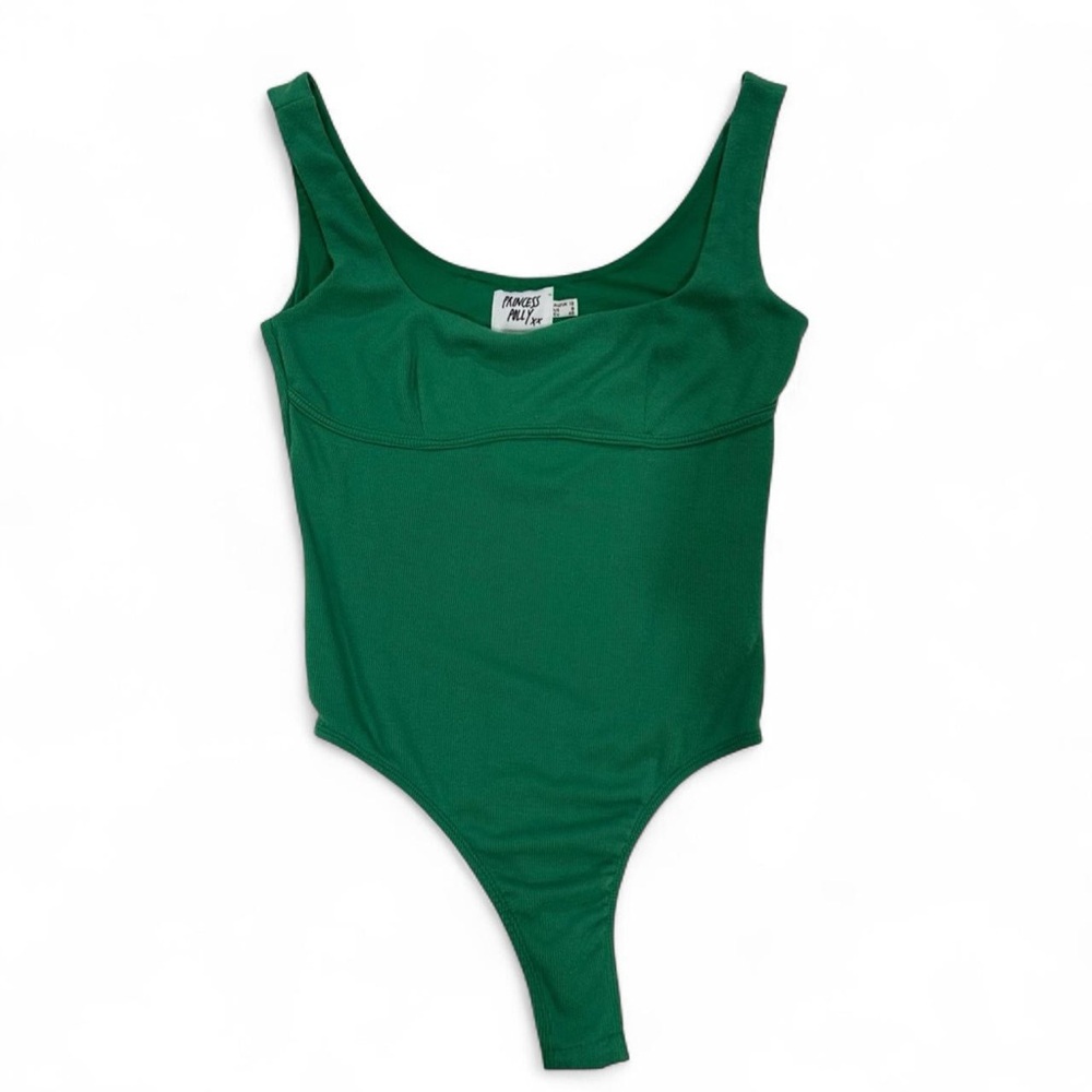 Princess Polly Green Ribbed Corset Bodysuit